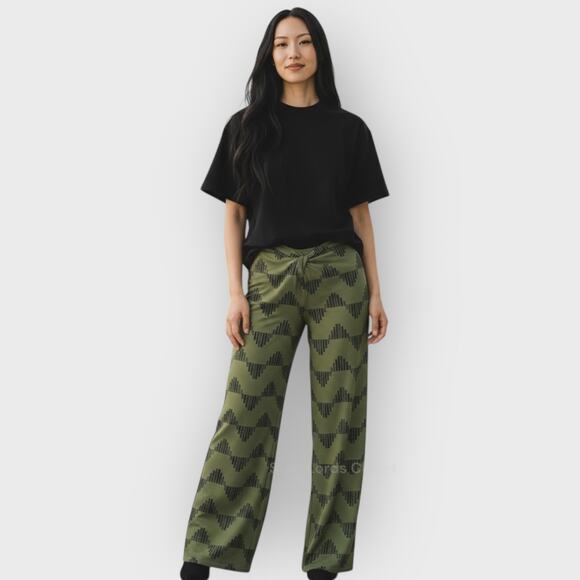 HIIH Hawaii’s Finest Green Wide Leg Pants XL Knotted Waist Beach Resortwear - Picture 1 of 7